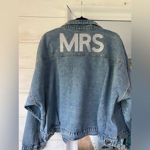 Custom MRS jean jacket w/ silver glitter litters on back